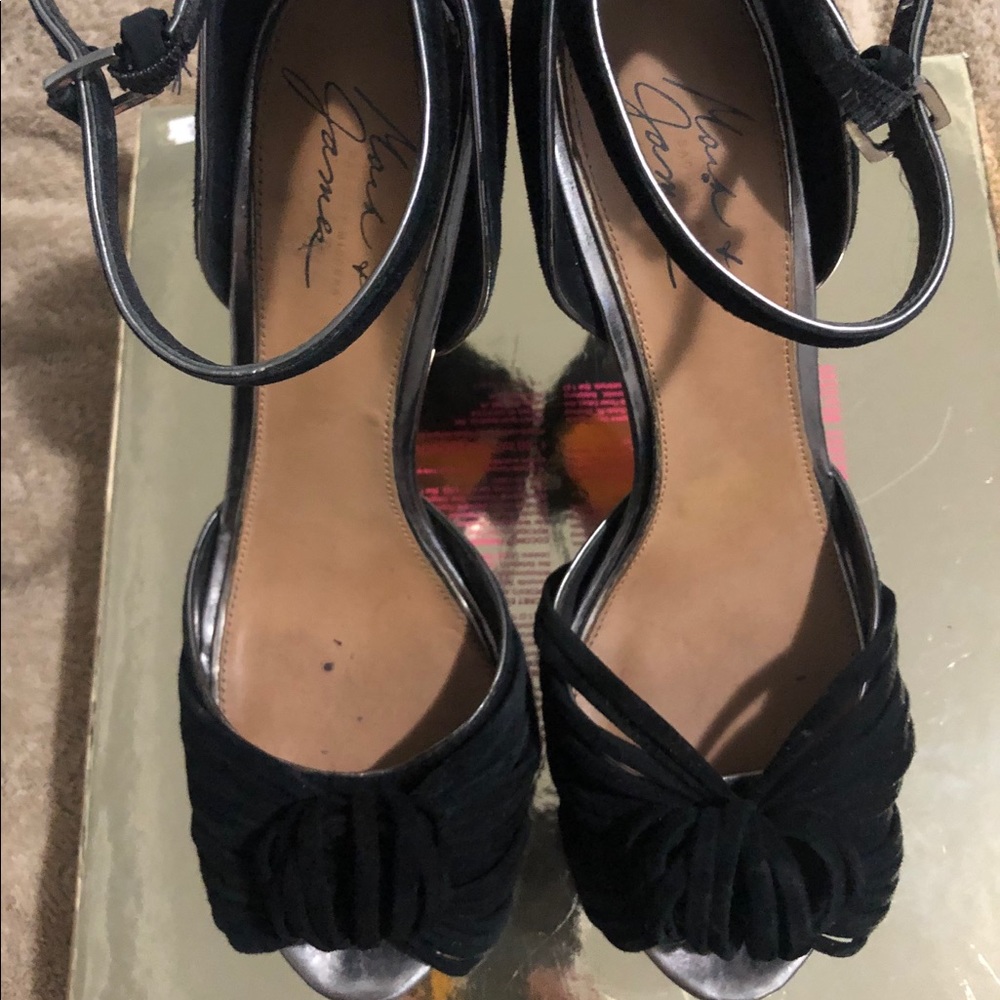 Mark+James Black Suede Platform Heel  Size 8.5